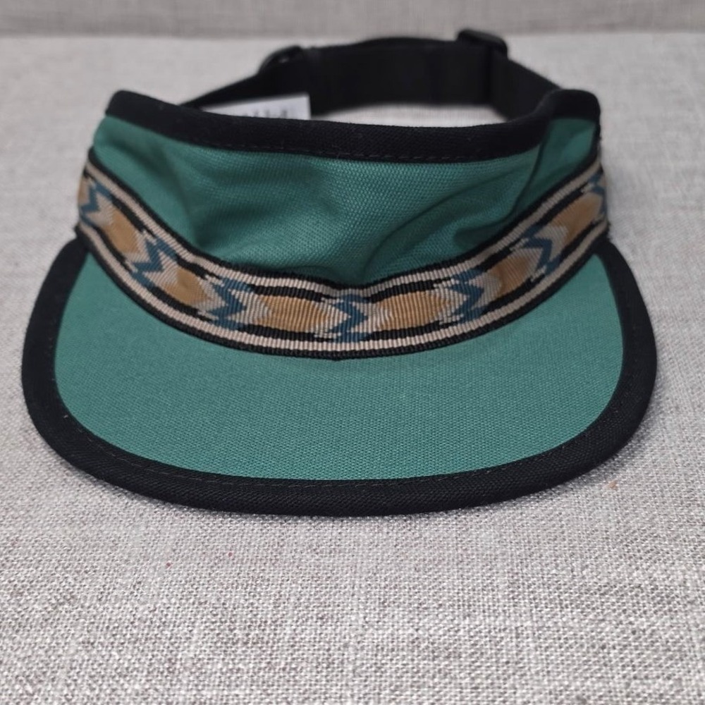 KAVU Synthetic Visor Green Black Patterned Webbing Adjustable Unisex Sun Hat